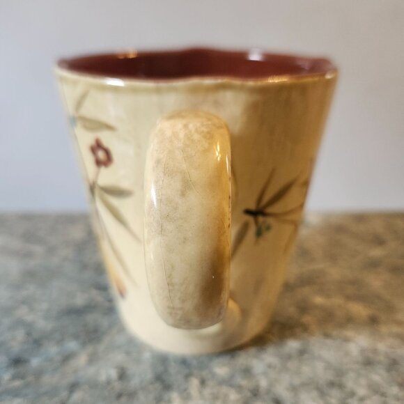 Pier 1 Imports Hand Painted Earthenware Mug Italy Bird and Floral Design 12 oz - Picture 2 of 7